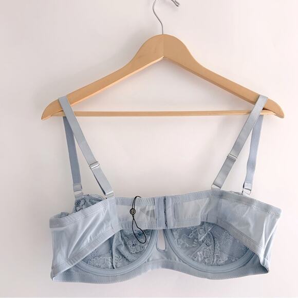 House of Desire Sienna Satin & Lace Bra  Blue Romantic Underwire Size 3X/4X NEW - Picture 11 of 16
